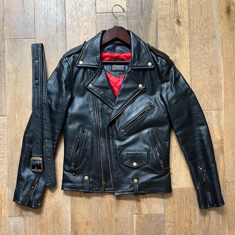 Straight to Hell Commando Leather Motorcycle Jacket Men’s 34